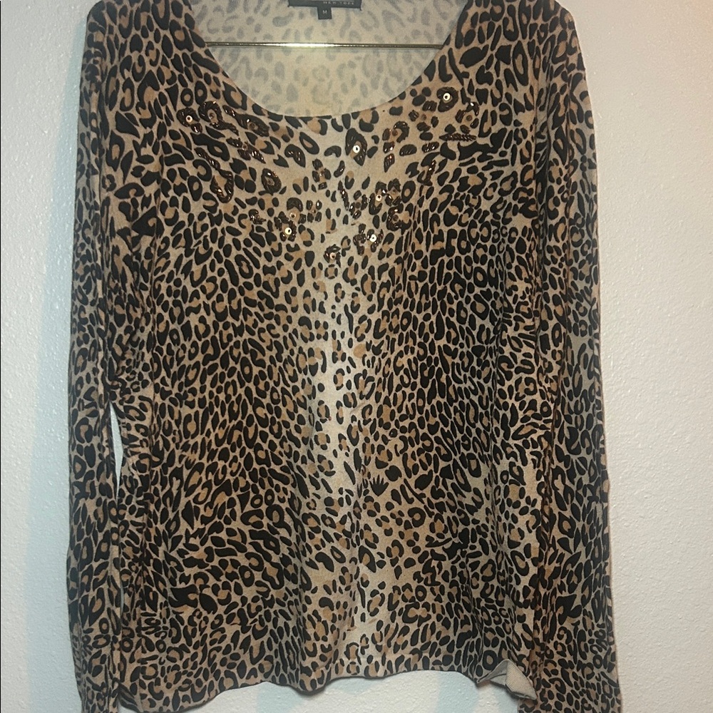 Pierri New York Animal Print Long Sleeve Top